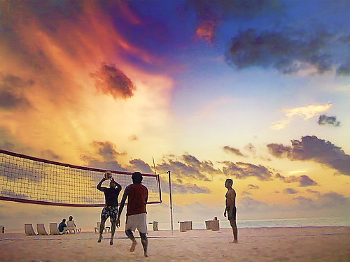 Sunset Volleyball at a Maldives Resort