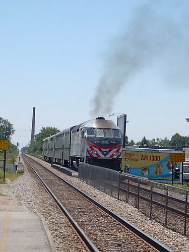 Southbound Metra commuter local departing the Forest Glen commuter flagstop depot. Chicago Illinois. June 2007. by Eddie from Chicago