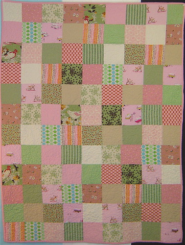 Pink & Green Squares Baby quilt
