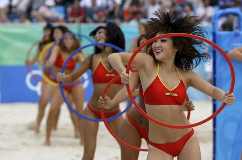 Olympic Beach Volleyball Cheerleaders in Beijing