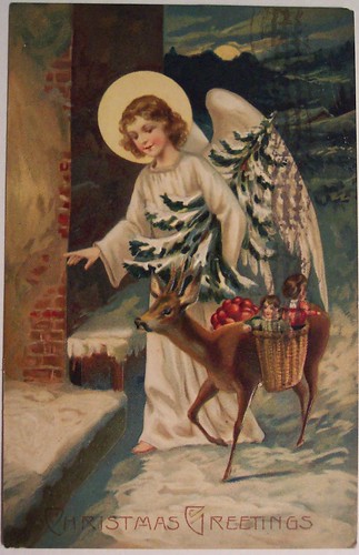 Vintage Christmas Angel Postcard by riptheskull