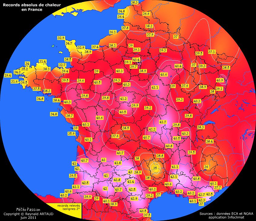 records absolus de chaleur en France Reynald ARTAUD météopassion