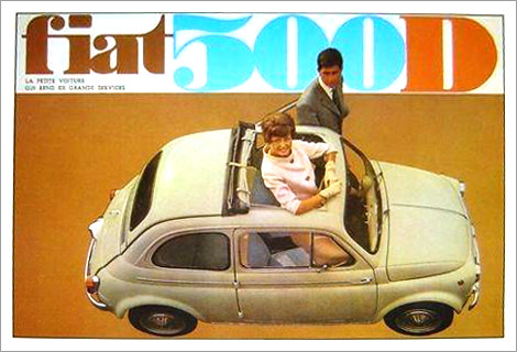 Fiat 500 D Vintage postcard found on Swedish auction site Tradera 