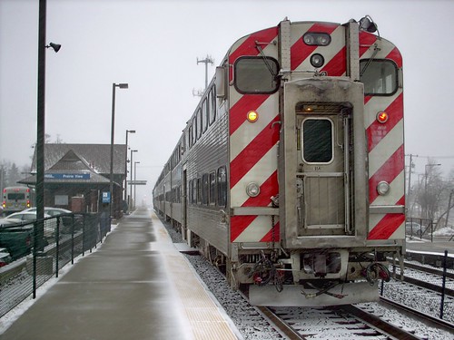 Northbound Metra commuter local at the Prarie View commuter rail station. Lincolnshire Illinois. Early March 2008. by Eddie from Chicago