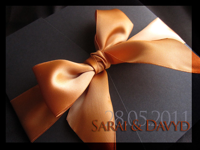 Brown and Orange damask pocket fold Square wedding invitation pocket fold 