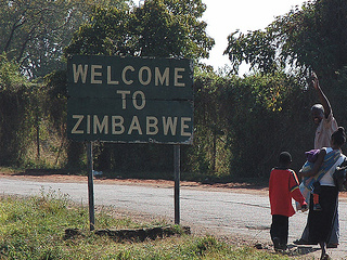 Welcome to Zimbabwe road sign