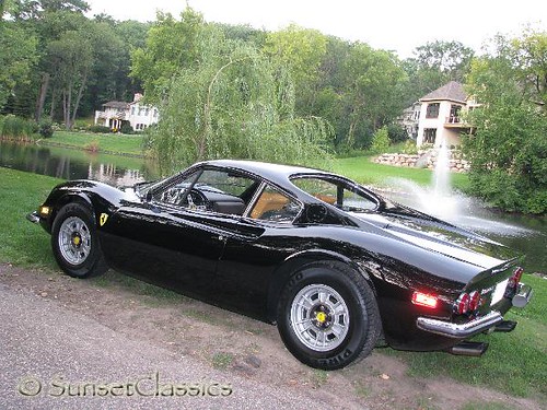 1972 Ferrari Dino 246 GT Just chillin' by the water fountain on a warm