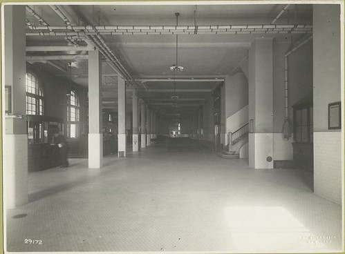 View of a long corridor within one of the Ellis Island build...