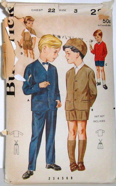 Vintage Butterick Pattern 2831 Boys 60s Suit Jacket Shorts Pants Suspenders Outfit Size 3