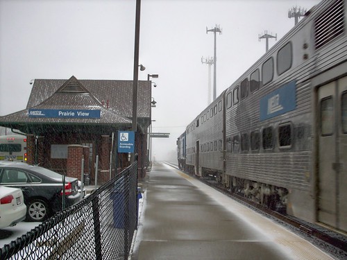 Northbound Metra commuter local arriving at the Prairie View commuter rail station. Lincolnshire Illinois. Early March 2008. by Eddie from Chicago