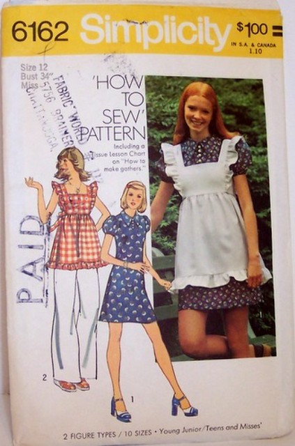 Vintage Simplicity 6162 Pinafore Dress Boho Alice In Wonderland Style Jumper Size 12