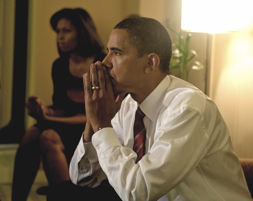 Barack and Michelle Obama on election night