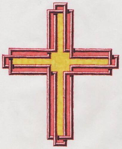 yellow orange and red cross drawing get out the roseries