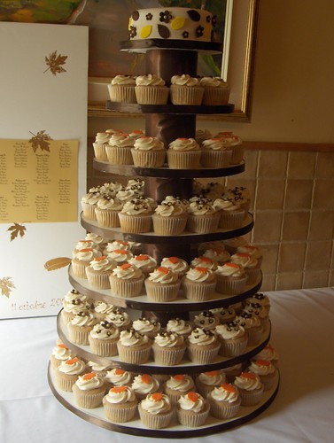 Fall Cupcake Wedding Custom tower with 15 dozen vanilla and vietnamese