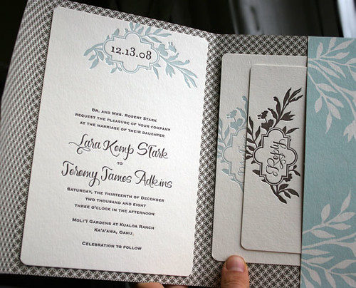 Letterpress wedding invitations custom pocketfold Smock