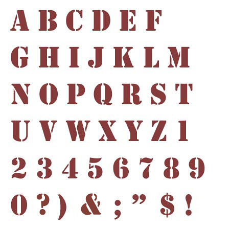 Stencil Font Alphabet Stencil available in 5 different materials and in 