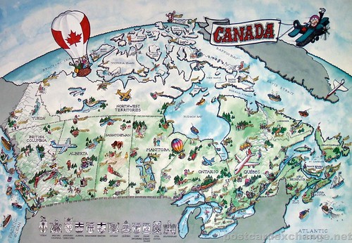 Postcard - Painted Map of Canada