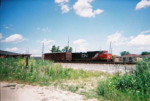 Canadian National RR freight train waiting on a hold order. Schiller Park Illinois. July 2008. by Eddie from Chicago