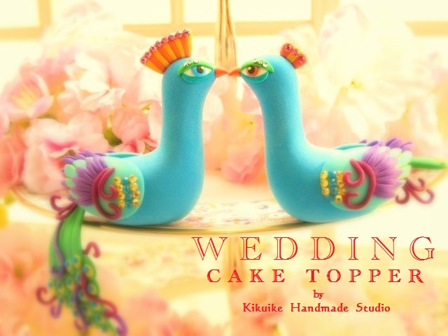 Wedding Cake Topperlove peacock with stump