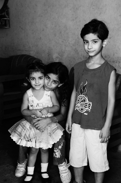 Brother and sisters at Dbayeh Refugee Camp, Lebanon.