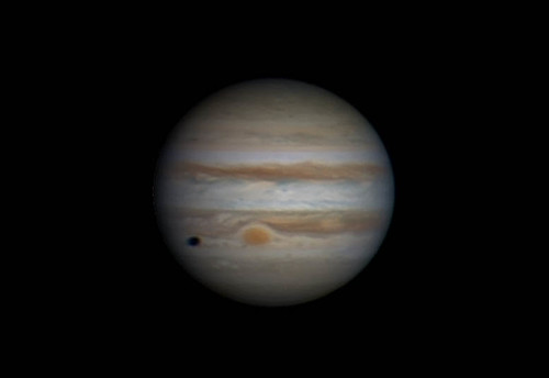 Jupiter & Ganymede shadow RRGB - 090314 - 18:26UTC by Mick Hyde