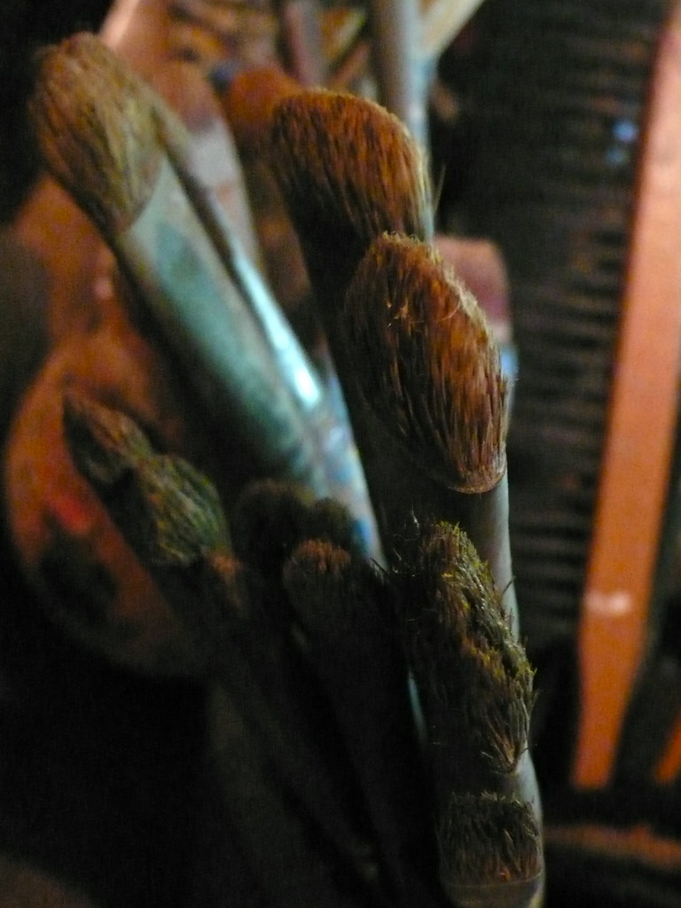 Her paint brushes
