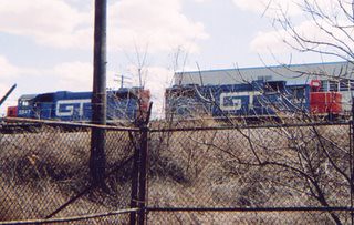 Former Grand Trunk Western locomotives at the Canadian National ex Illinois Central Hawthorne Yard engine terminal. Cicero Illinois. April 2006. by Eddie from Chicago