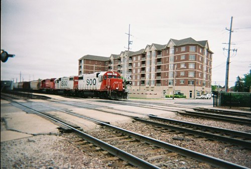 Westbound Canadian Pacific freight train with former Soo Line railroad locomotives arriving in Franklin Park Illinois. May 2008. by Eddie from Chicago