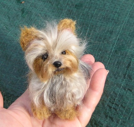 Dogs Hair Cuts on Needle Felted Dog  Custom Pet Portrait Yorkshire Terrier Yorkie  By