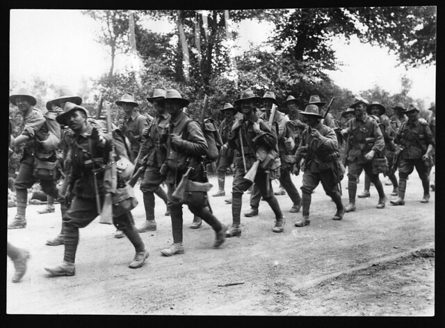 Australian troops marching