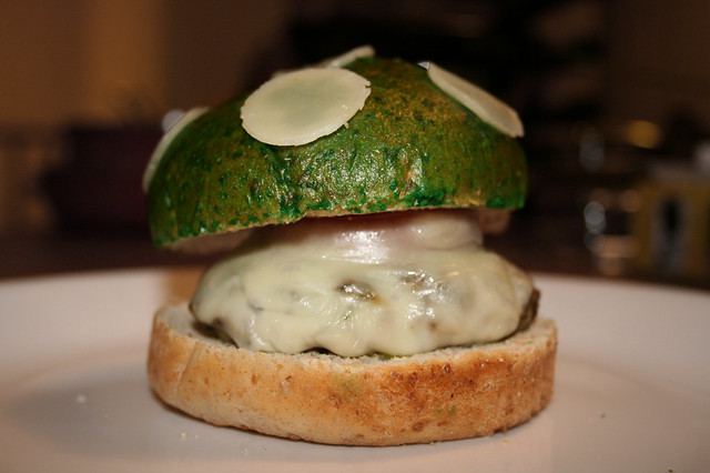 "1UP Mushroom" mushroom burger