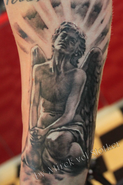 praying angel tattoo by Mirek vel Stotker