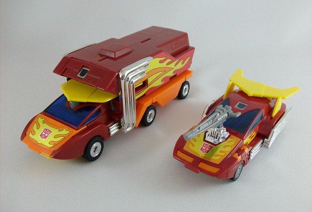 Comparative shot with Rodimus Prime G1 and Hot Rot G1