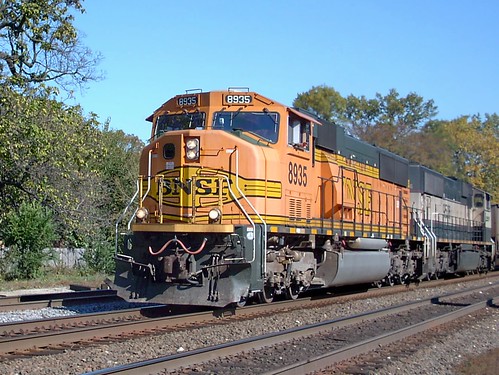 Westbound empty BNSF Railway empty unit coal train. Riverside Illinois. October 2007. by Eddie from Chicago