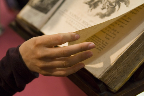 Sharon's hand + ancient book