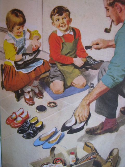 We are helping to clean the shoes