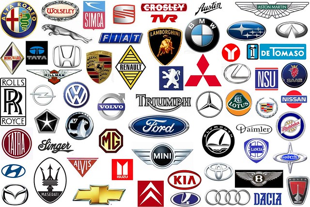 Car marque badges logos past present