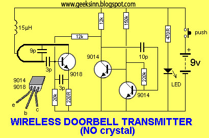 Doorbell Wiring Diagram on Circuit For Wireless Doorbell Transmitter Circuit Without Crystal