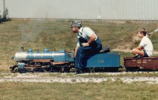 The 7 and 1/2" guage live steam miniature railroad. The Hesston Steam Museum. Hesston Indiana USA. August 1984. by Eddie from Chicago