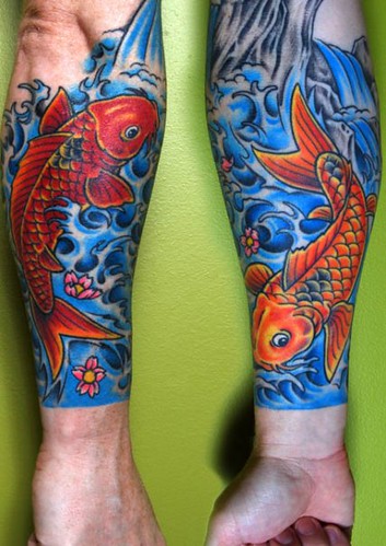 Koi Sleeve workinprogress Front and back of my forearm