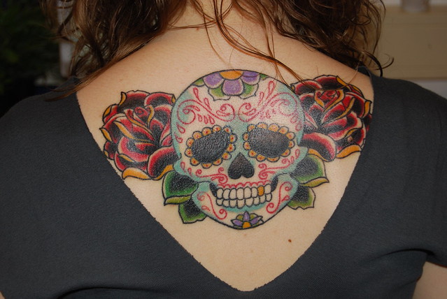 Mexican sugar skull tattoo almost finished by Channah Sees The World
