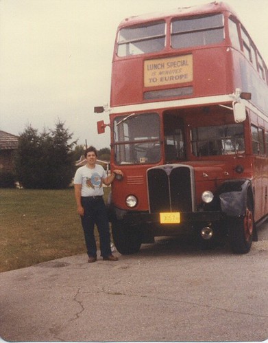 Eddie K next to a London England double deck bus. Dundee Illinois. May 1982. by Eddie from Chicago
