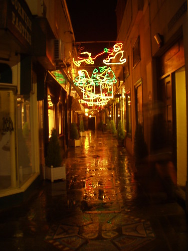 Christmas Lights in the Rain