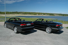 2x Black Saab convertible