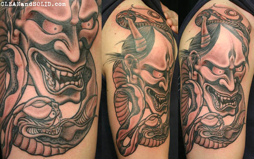Hannya and snake Custom Tattooing by Kevin Riley More at CLEANandSOLID 