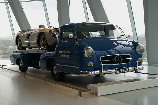 Mercedes racing car transporter