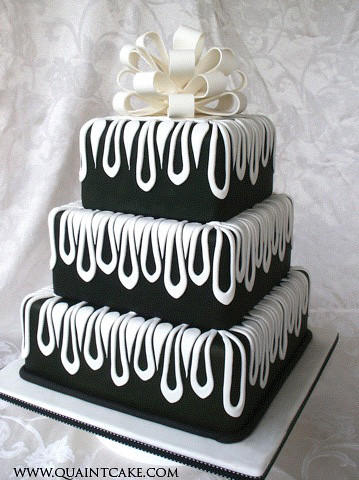 black white wedding cake by quaintcake