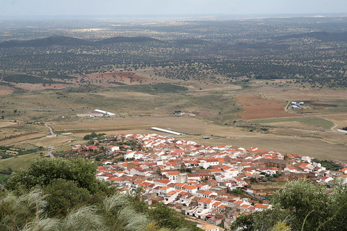 Vista aérea de Santa Eufemia, uno de los pueblos de la mancomunidad de los Pedroches.