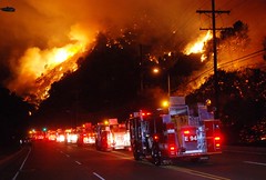Strike Teams Arrive at October 2008 wildfire in Sepulveda Pass. © Photo by Mike Meadows, click to view more...