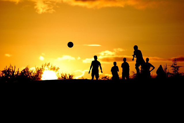 Football silhouette taken in Wales